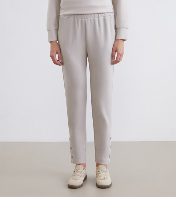 Solid Elastic Waist Slim Fit Sweatpants
