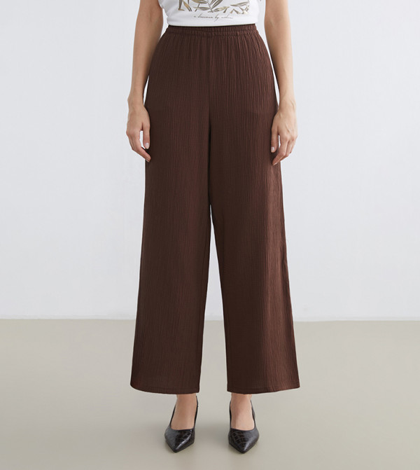 Textured Wide Leg Trousers