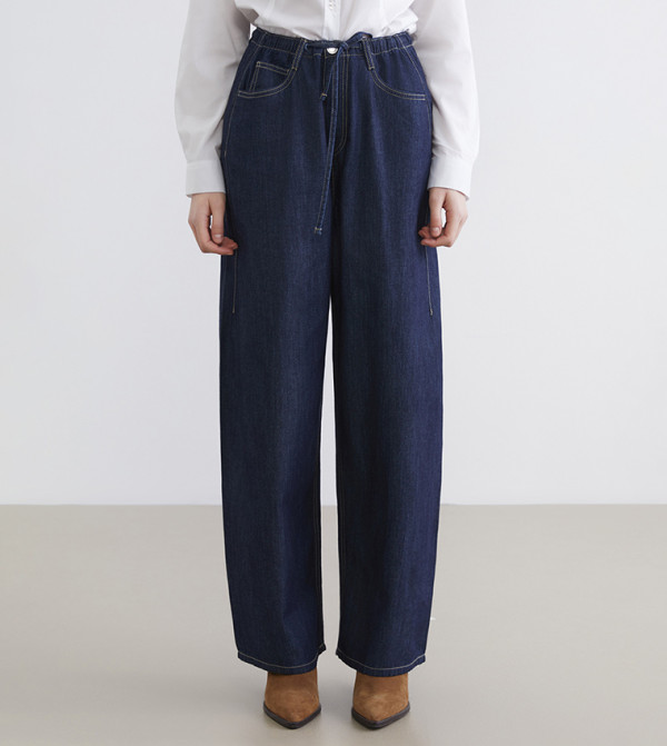 Washed High Waist Baggy Fit Jeans