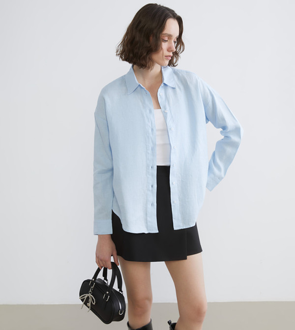 Solid Oversized Linen Shirt