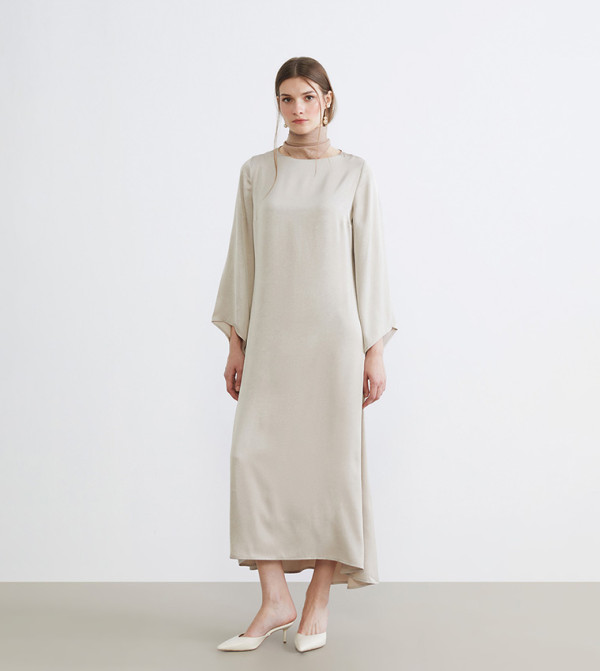 Long Sleeves Satin Maxi Dress