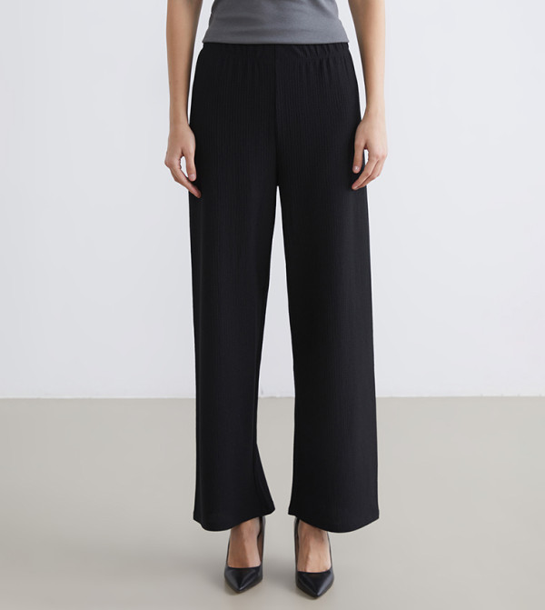 Elastic Waist Wide Leg Trousers