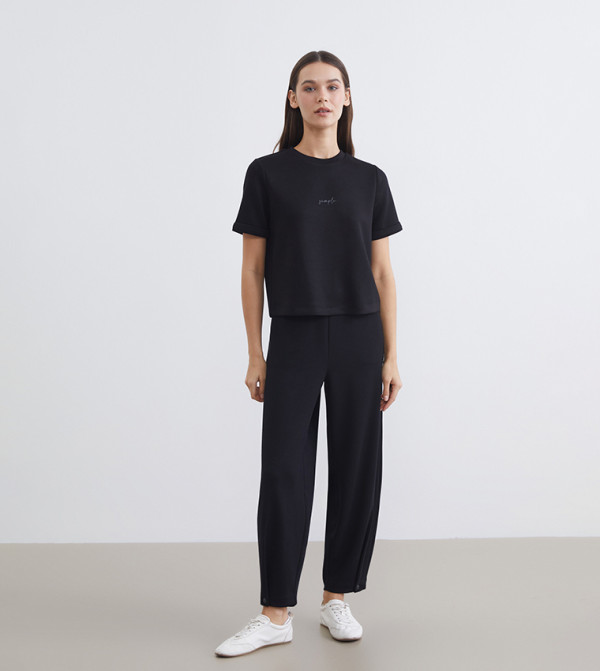 Solid Elastic Waist Sweatpants