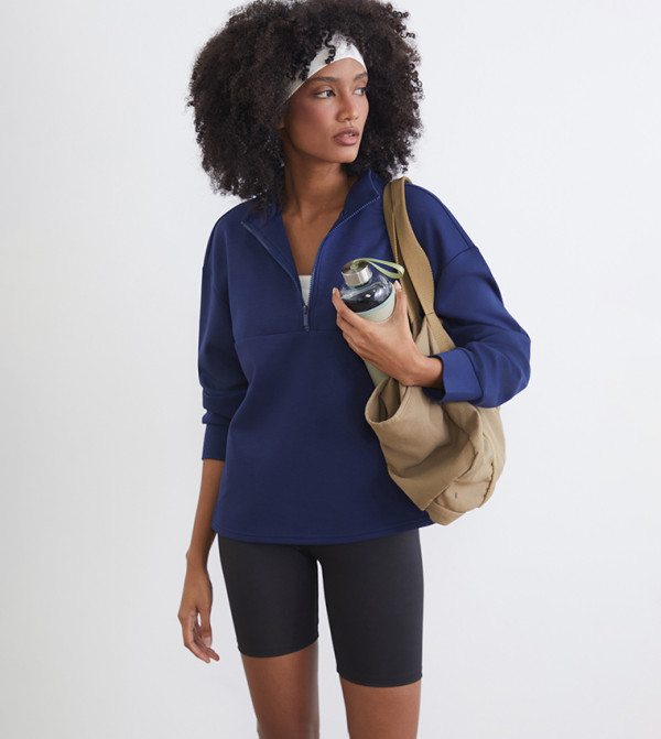 Long Sleeves Half-Zip Sweatshirt
