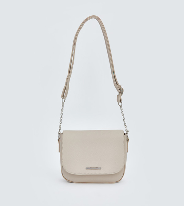 Textured Chain Strap Flap Shoulder Bag