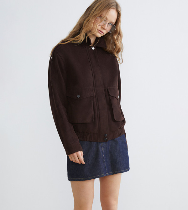 Long Sleeves Suede Look Jacket