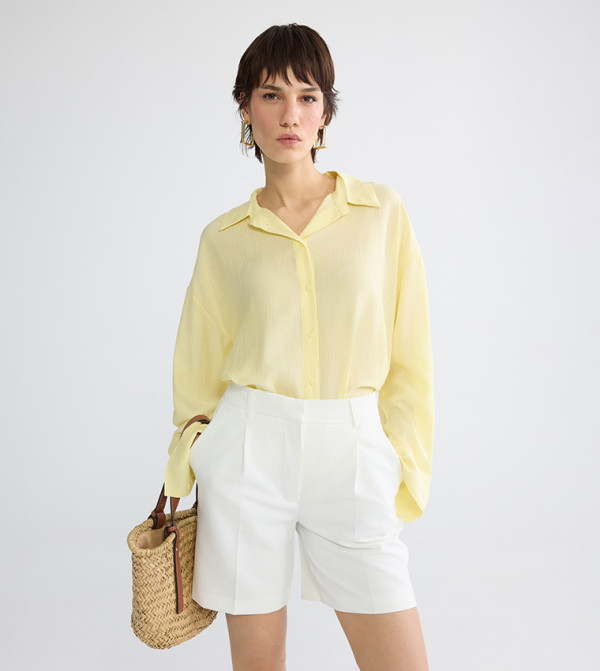 Textured Long Sleeves Oversized Shirt