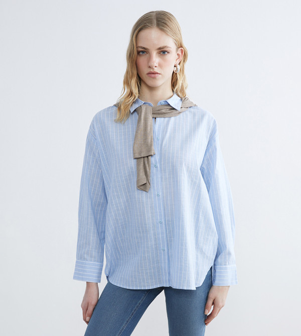 Striped Long Sleeves Oversized Shirt