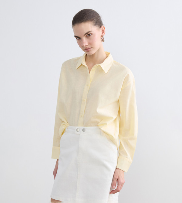 Solid Long Sleeves Oversized Shirt