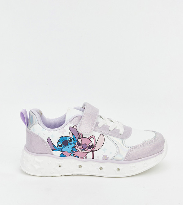 Stitch And Angel Print Velcro Closure Sneakers