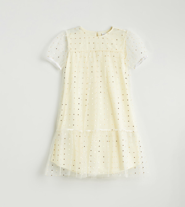 Embellished Crew Neck A-Line Dress