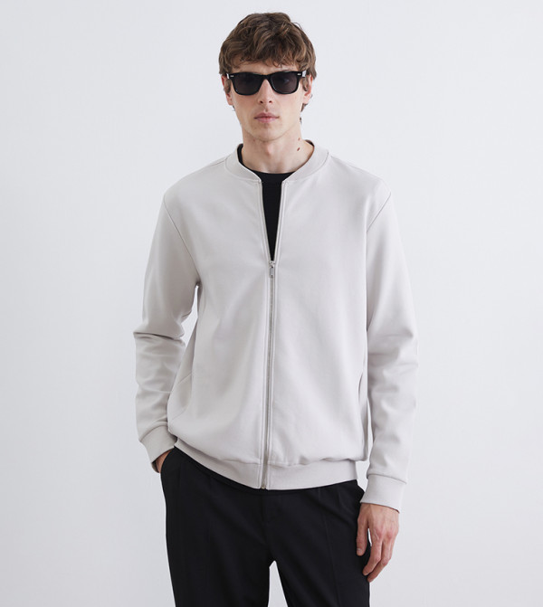 Solid Long Sleeves Zip-Up Jacket