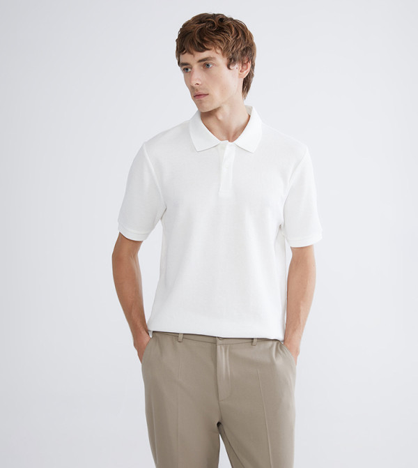 Textured Short Sleeves Polo T-Shirt