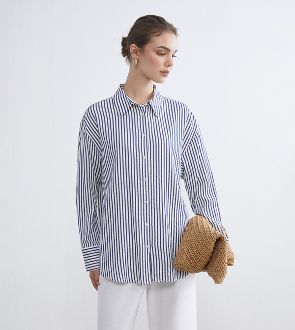 Striped Long Sleeves Shirt Tunic