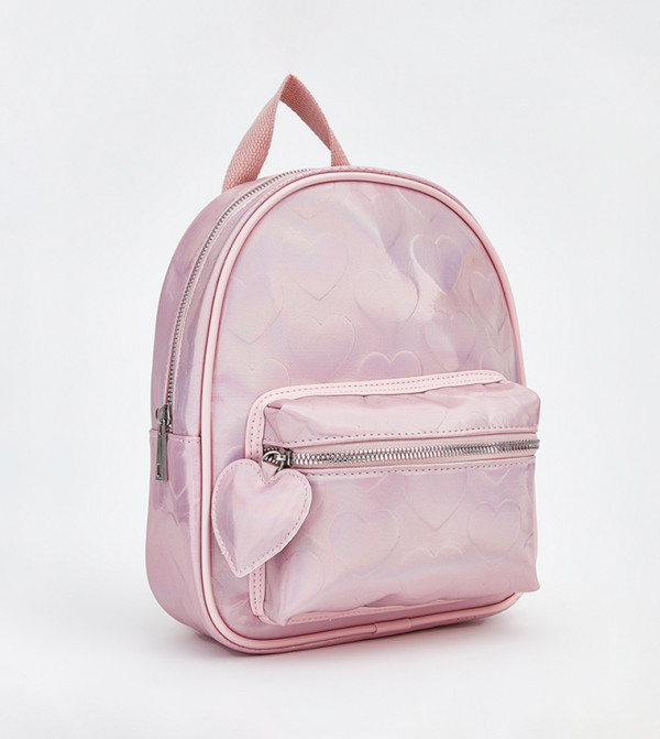 Heart Embossed Zip Around Backpack