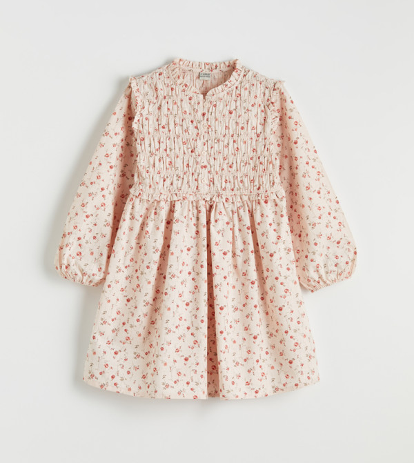 فستان كم طويل بطبعة ورود