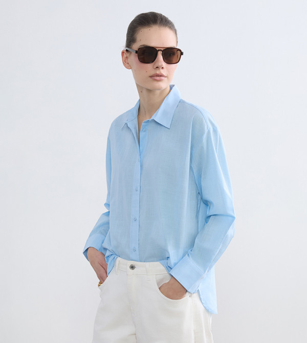 قميص أوفرسايز بكم طويل