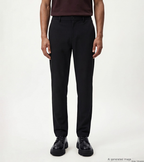 Solid Mid Rise Slim Fit Trousers