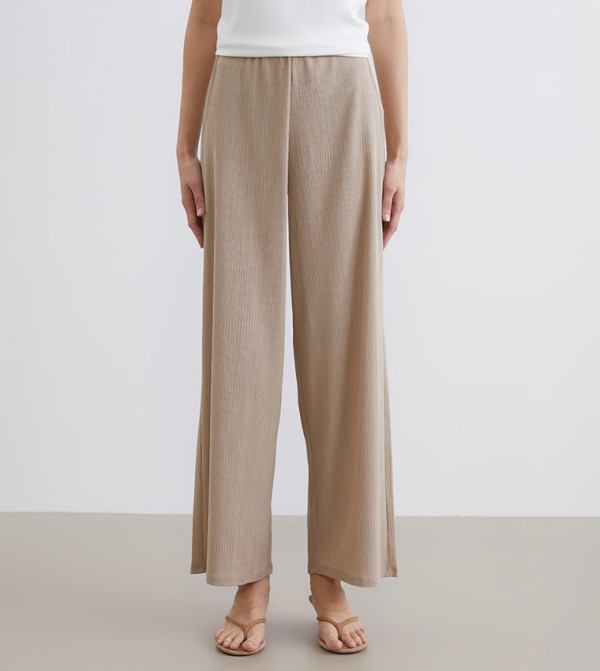 Textured Wide Leg Trousers
