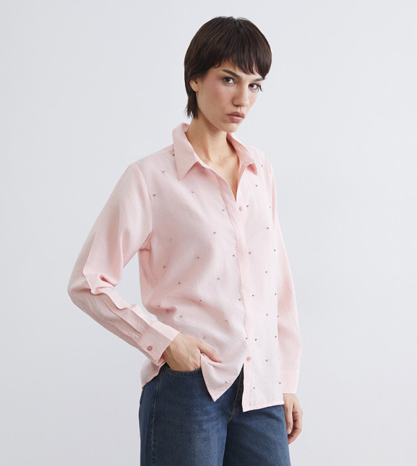 Stone Embellished Long Sleeves Shirt