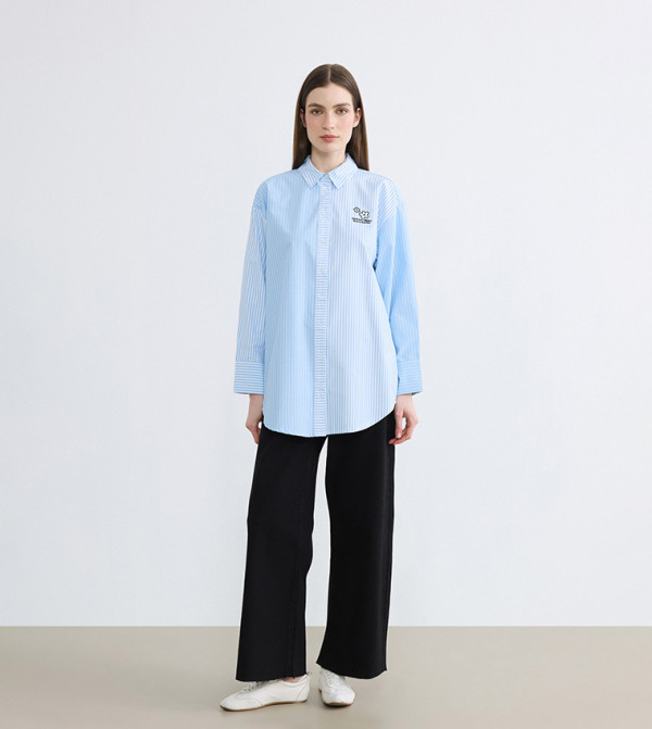 Striped Long Sleeves Oversized Shirt