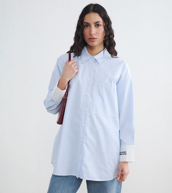 Striped Long Sleeves Oversized Shirt