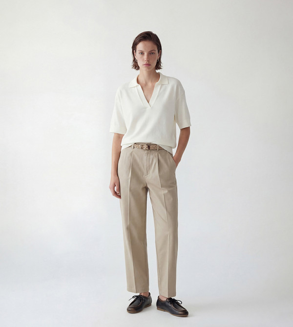Belted Loose Fit Pleated Trousers