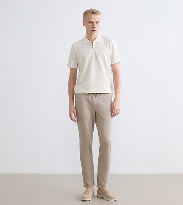 Textured Drawstring Waist Trousers