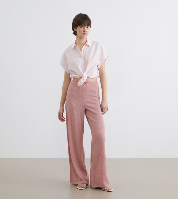 Textured Wide Leg Trousers