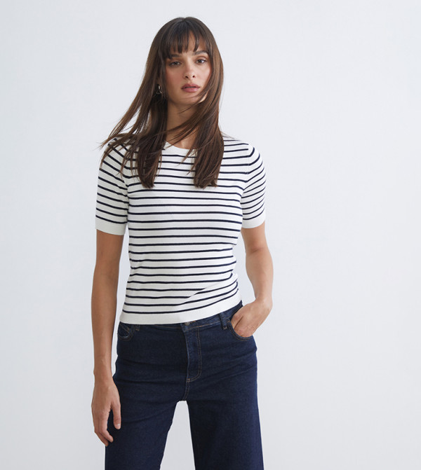 Striped Crew Neck Knit Sweater