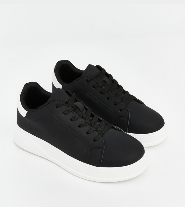 Solid Lace-Up Sneakers