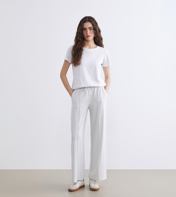 Solid Drawstring Waist Trousers