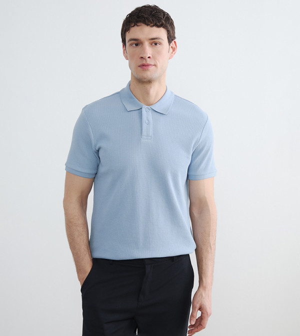 Textured Short Sleeves Polo T-Shirt