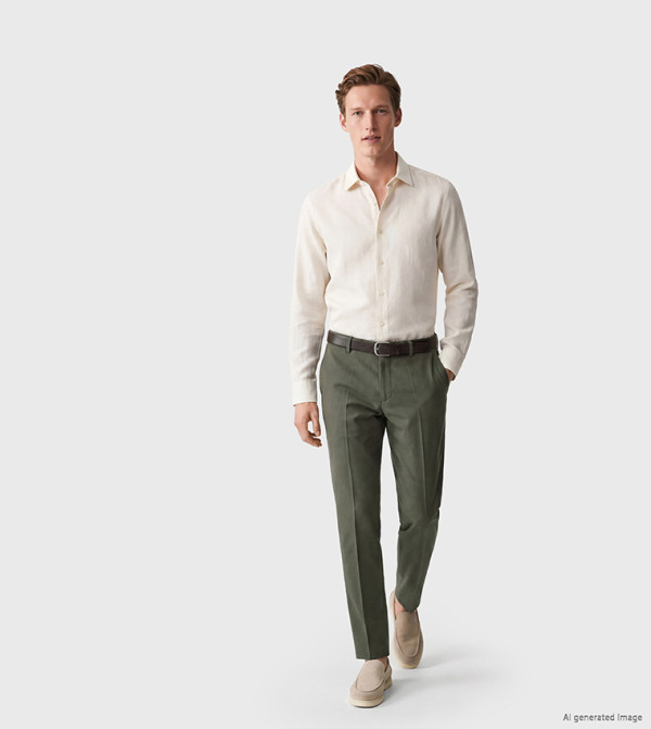 Solid Tapered Fit Formal Trousers