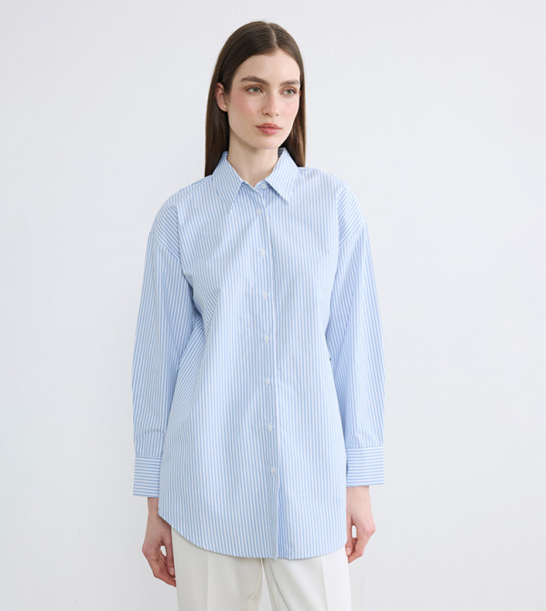 Striped Long Sleeves Oversized Shirt