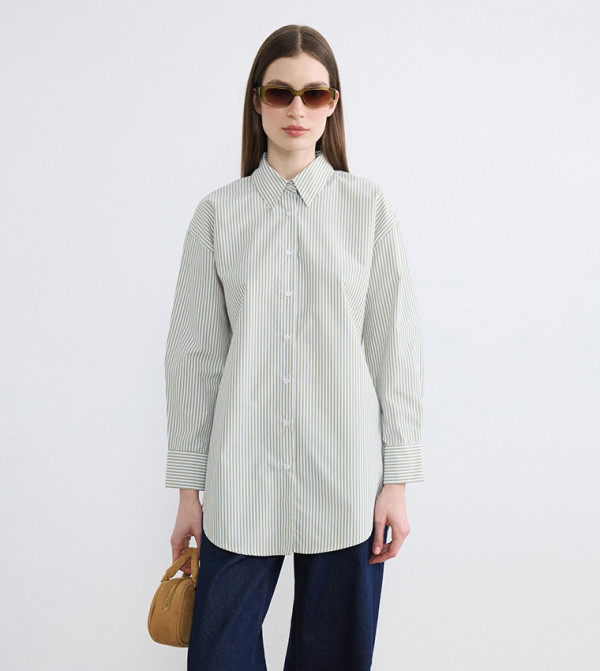 Striped Long Sleeves Oversized Shirt
