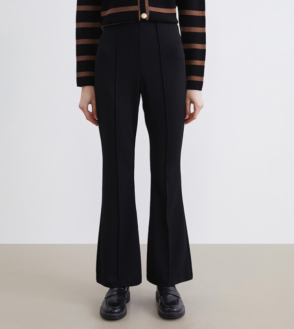 High Waist Slim Fit Flared Trousers