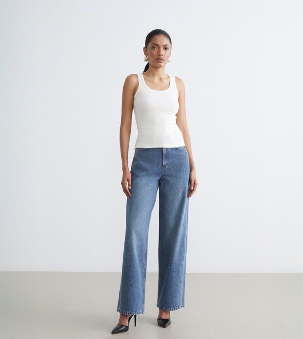 Washed Straight Fit Woven Jeans