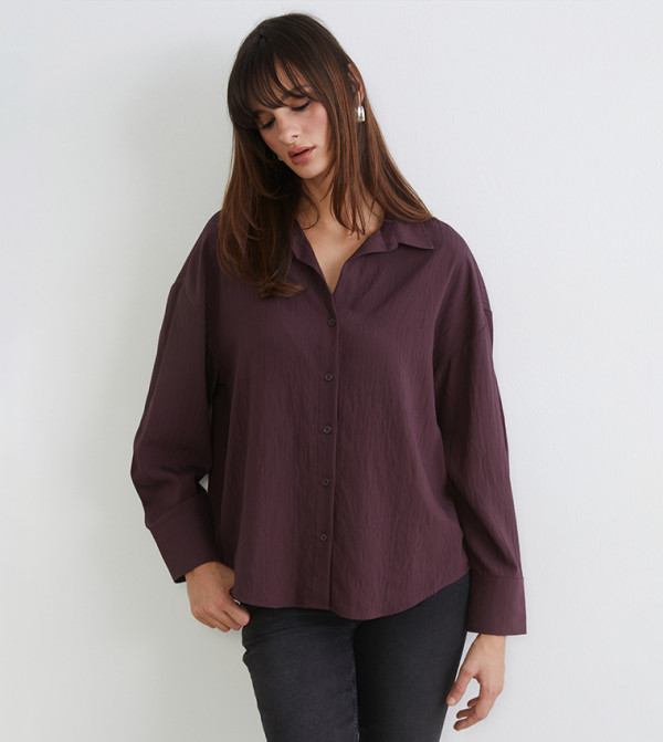 قميص اوفرسايز مخطط كم طويل