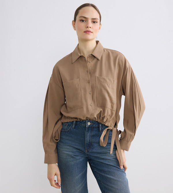 قميص كروب اوفرسايز كم طويل 