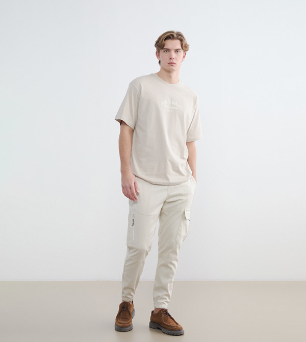 Solid Drawstring Waist Jogger Cargos