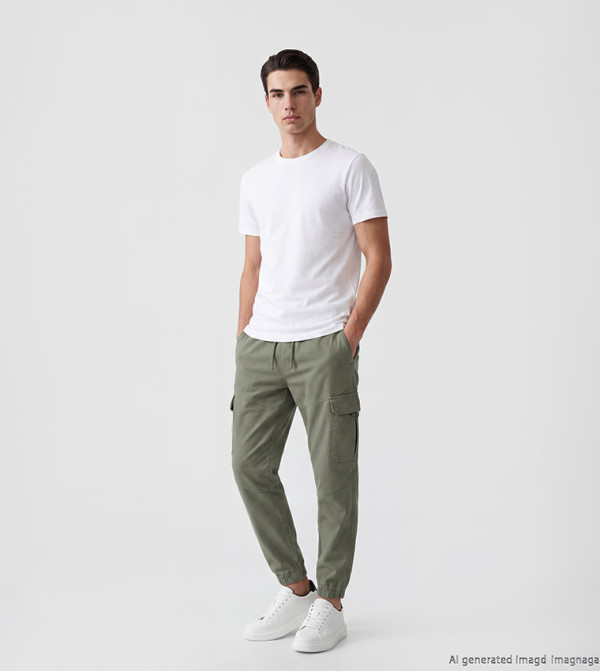 Solid Drawstring Waist Jogger Cargos