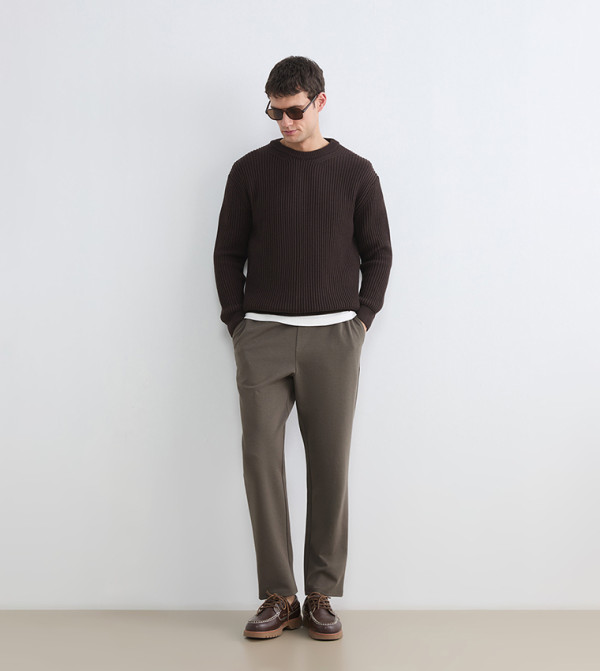 Elastic Waist Regular Fit Trousers