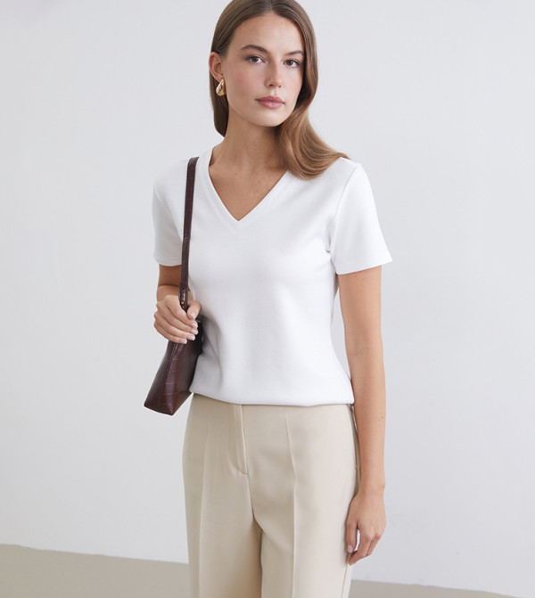 Solid V-Neck T-Shirt