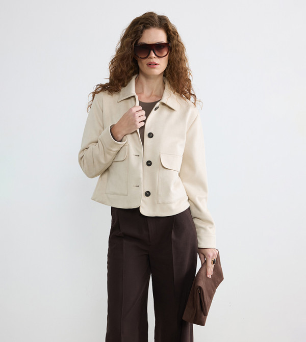 Long Sleeves Suede Look Jacket