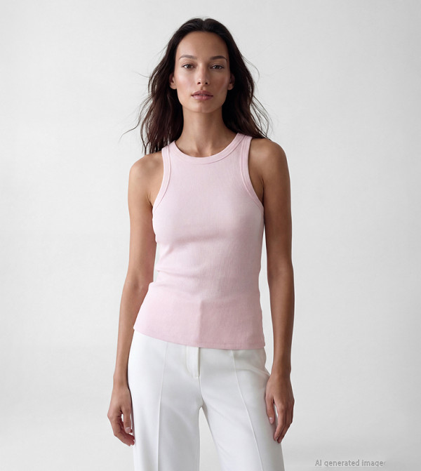 Ribbed Crew Neck Tank Top