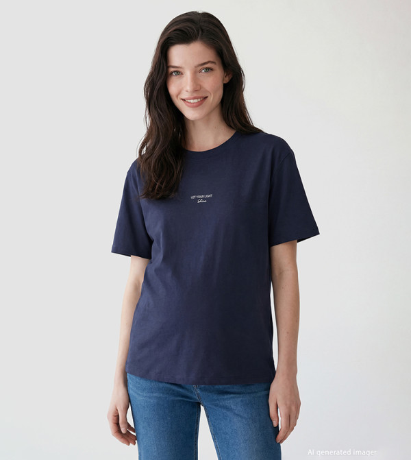 Embroidered Crew Neck Soft Touch T-Shirt