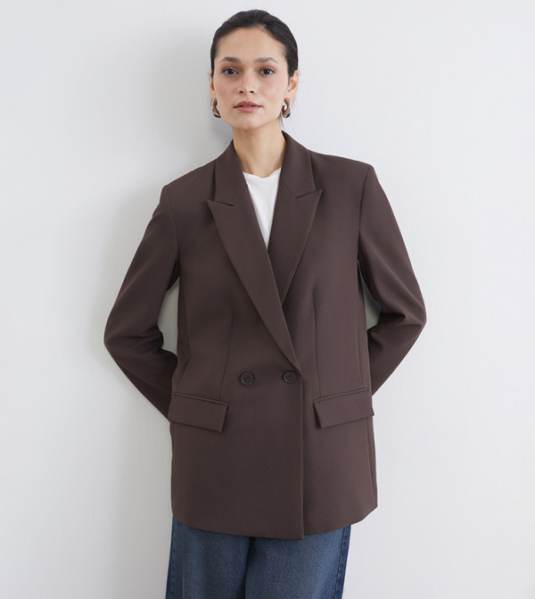 Double Breasted Lapel Collar Blazer