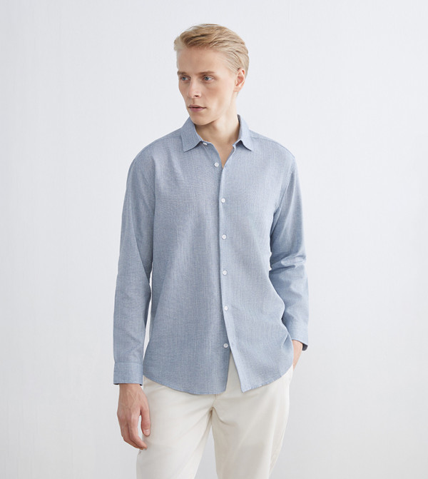 Textured Long Sleeves Dobby Shirt