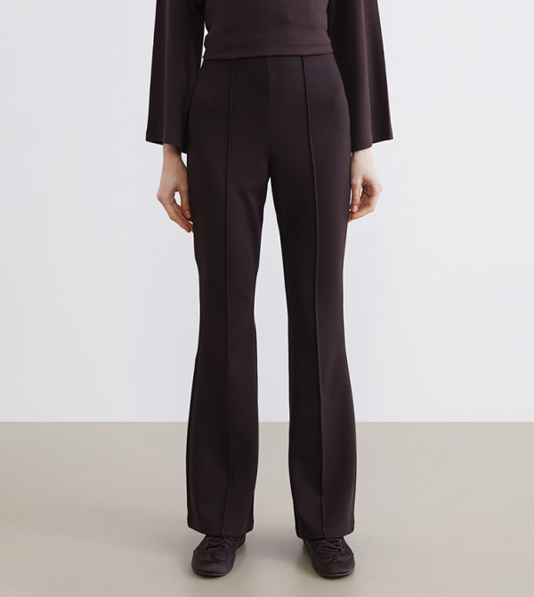 High Waist Slim Fit Flared Trousers